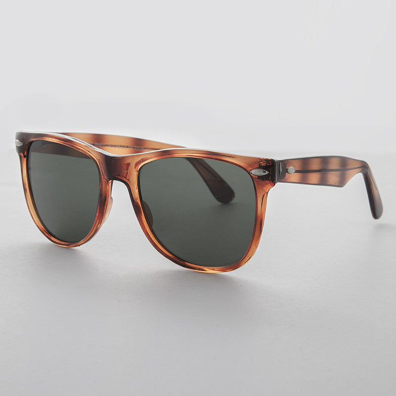 Classic Square Tortoise Vintage Sunglass with Glass Lens - Draper