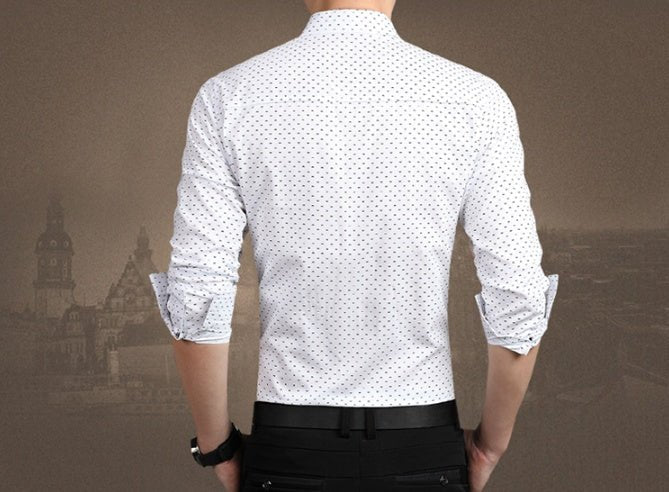 Men's Polka Dot Long-Sleeve Dress Shirt - Plus Size M-5XL