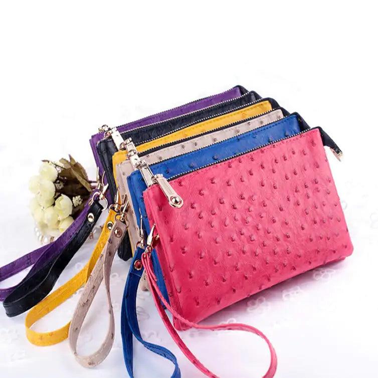 Chic Faux Ostrich Clutch in Six Shades