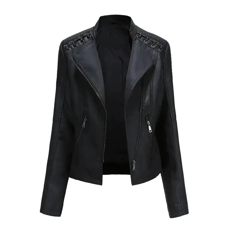 Chic Feminine Leather Coat