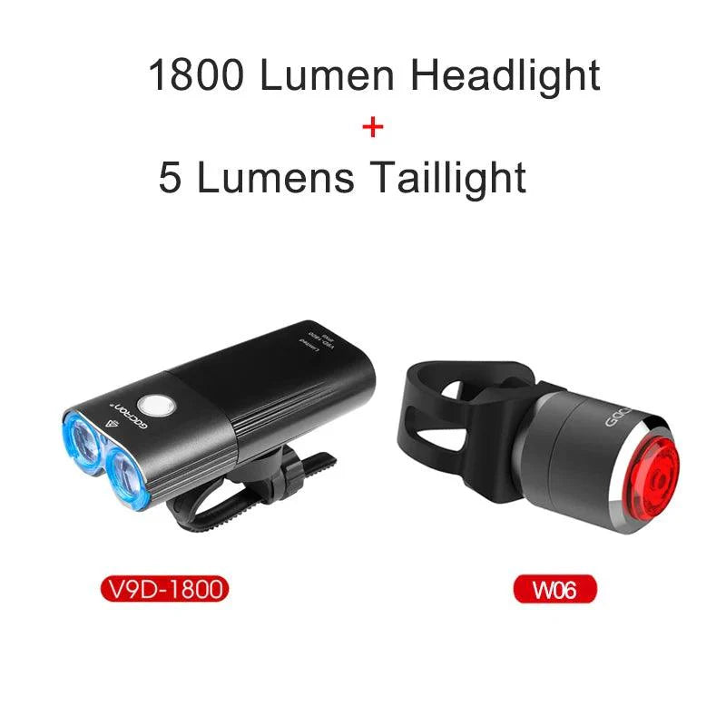 GACIRON 400-1800 Lumens Bicycle Front Light USB Rechargeable Cycling Headlight Flashlight MTB Road Bike Waterproof LED Head Lamp