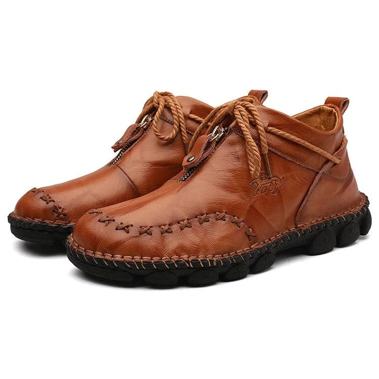 Martin Boots Men'S Leather British Short Boots Hand-Stitched Large Size Men'S Retro Leather Boots