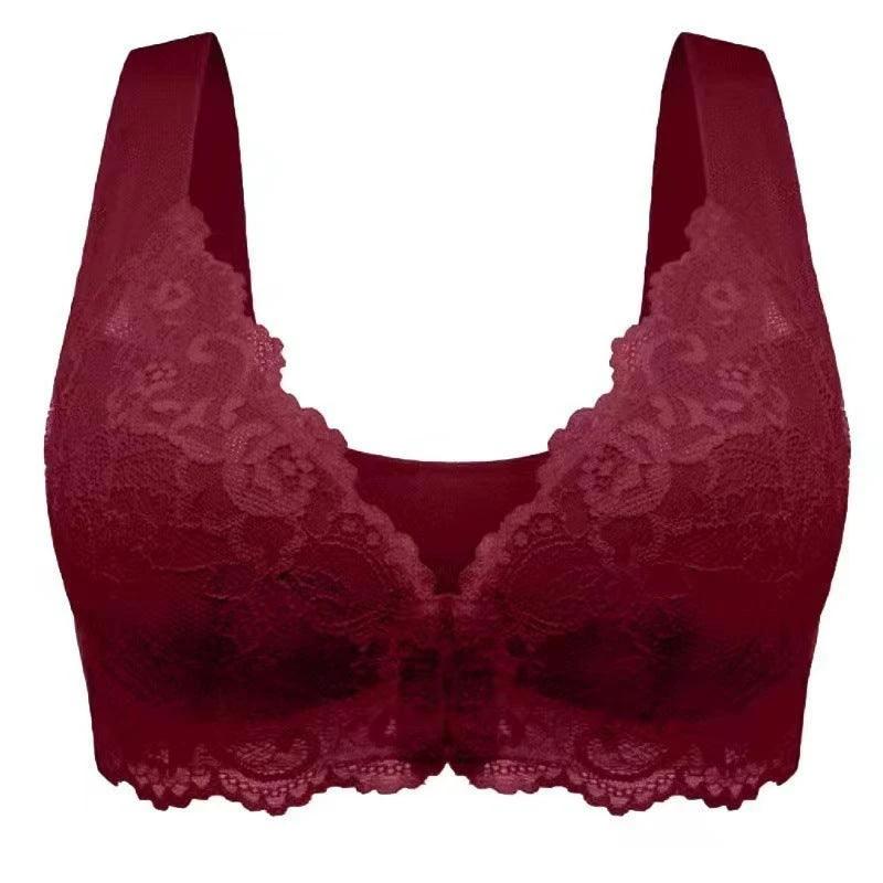 LuxeLace Women's Breathable Gathered Lace Underwear - Non-Steel Comfort Fit