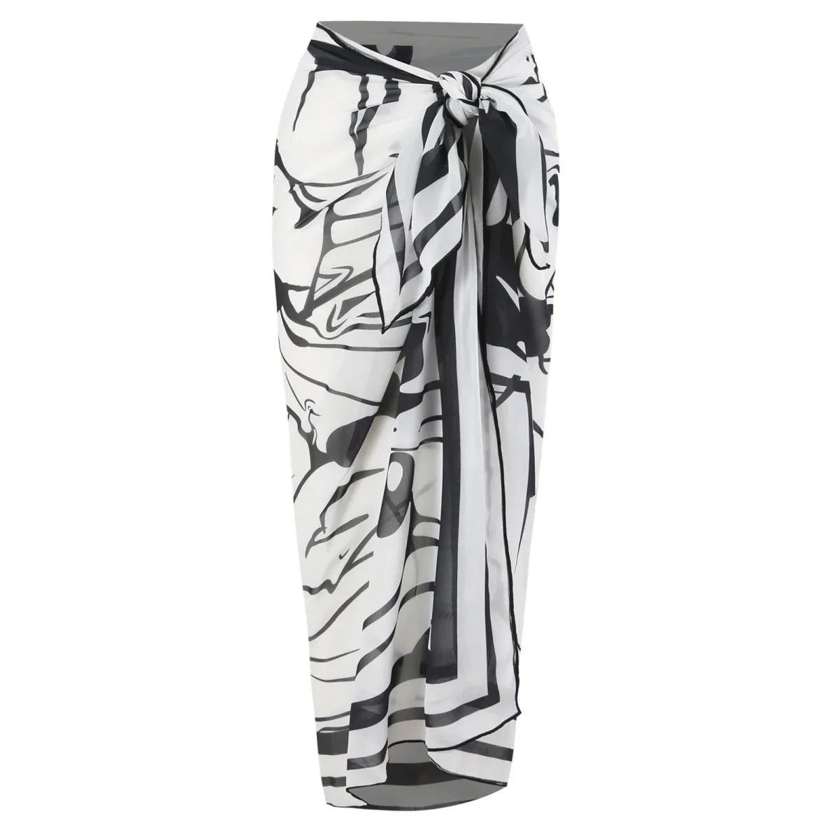 High Quality Swimwear Fabric Women Print Sarong Swimsuit Beach Coverup Wrap Skirt Pareo 2Pcs Bikini Set Custom Logo Bathing Suit