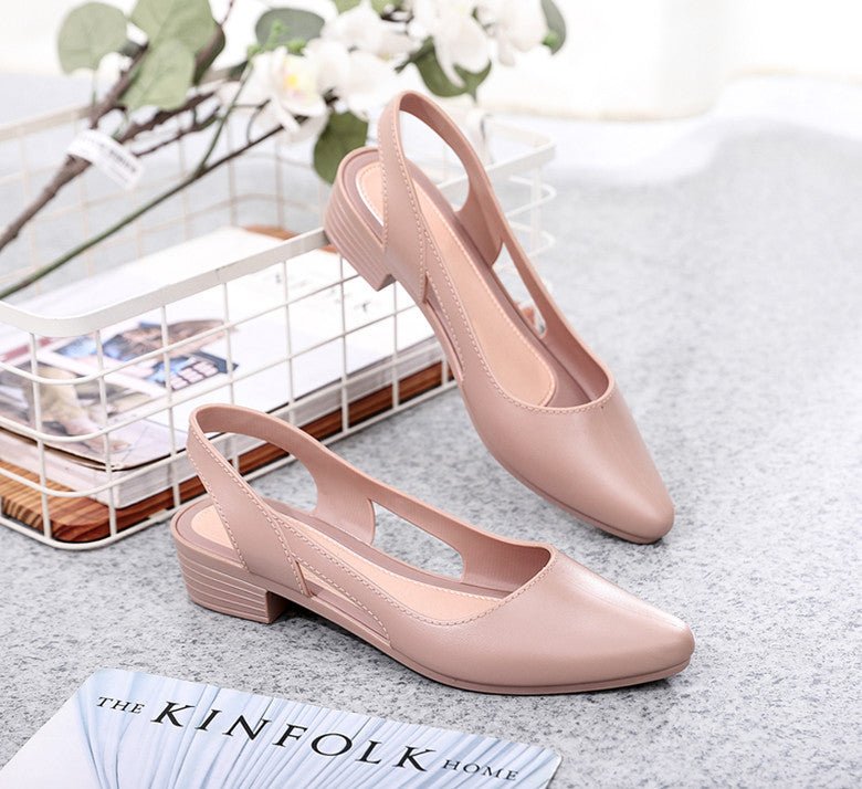 Korean Style Mid-Low Heel Jelly Sandals for Women