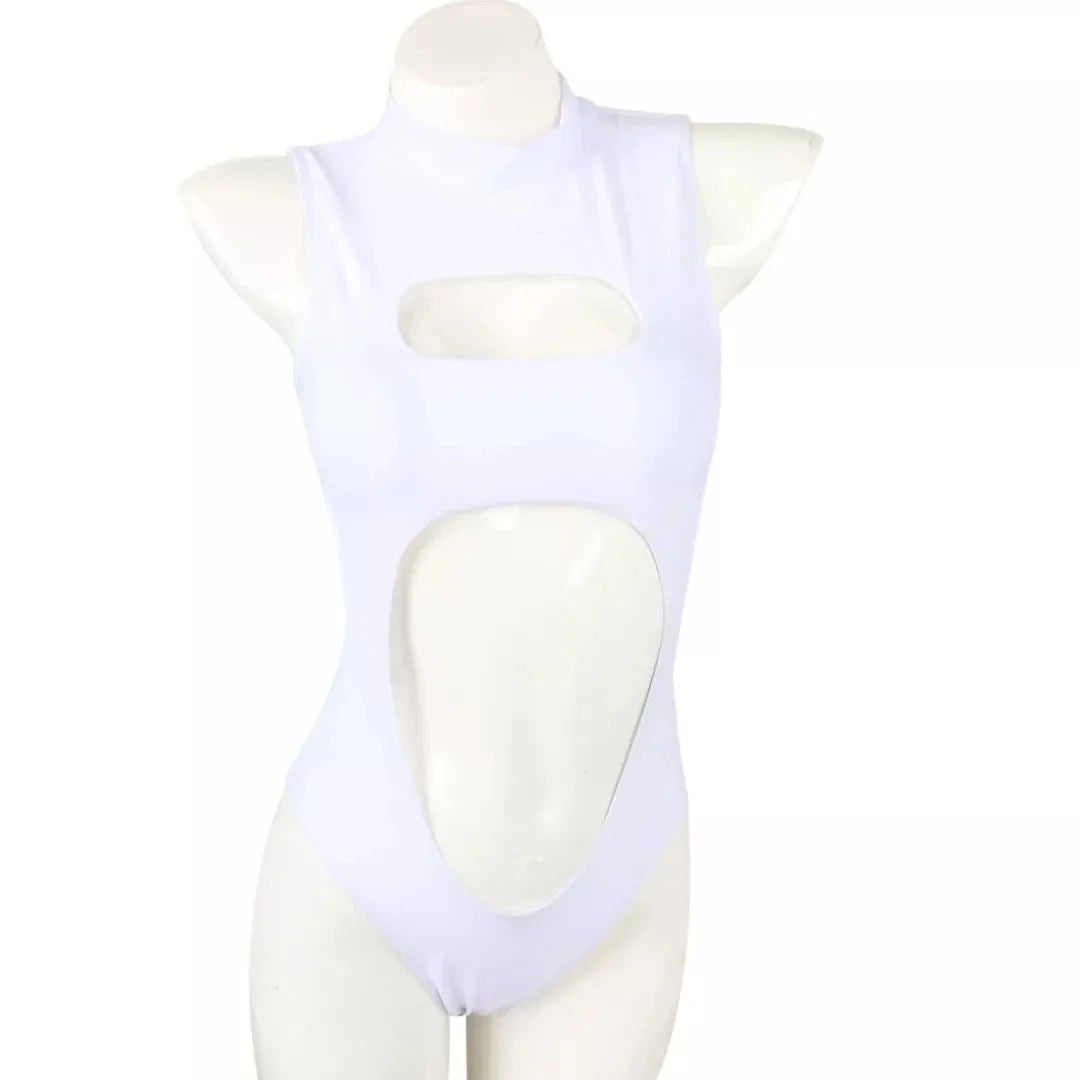 Swimwear One-piece Swimsuit Zipper Neck Monki Swimsuit Front Cutout Sexy Bathing Suit Hollow Out One-Piece Swimwear
