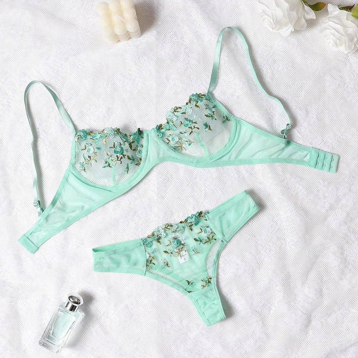 Luxe Lingerie Floral Embroidery 2-Piece Set - Beautiful, Confident, and Alluring Women's Lingerie