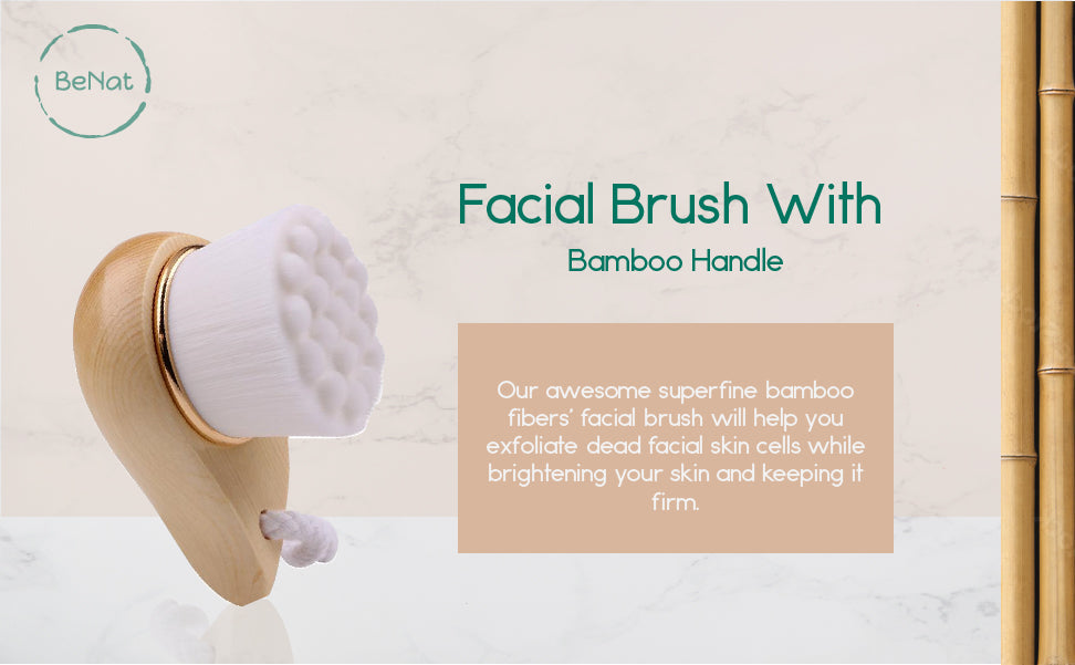 2-Pack Extra-Fine Facial Brush with Bamboo Handle