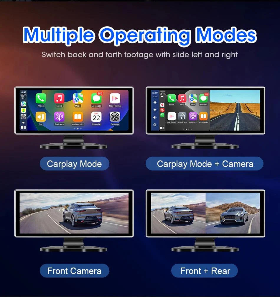 10/11.26 inch Dash Cam 4K Car DVR Wireless Carplay & Android Auto GPS Navigation Video Recorder Dashboard Dual Lens Wifi FM AUX
