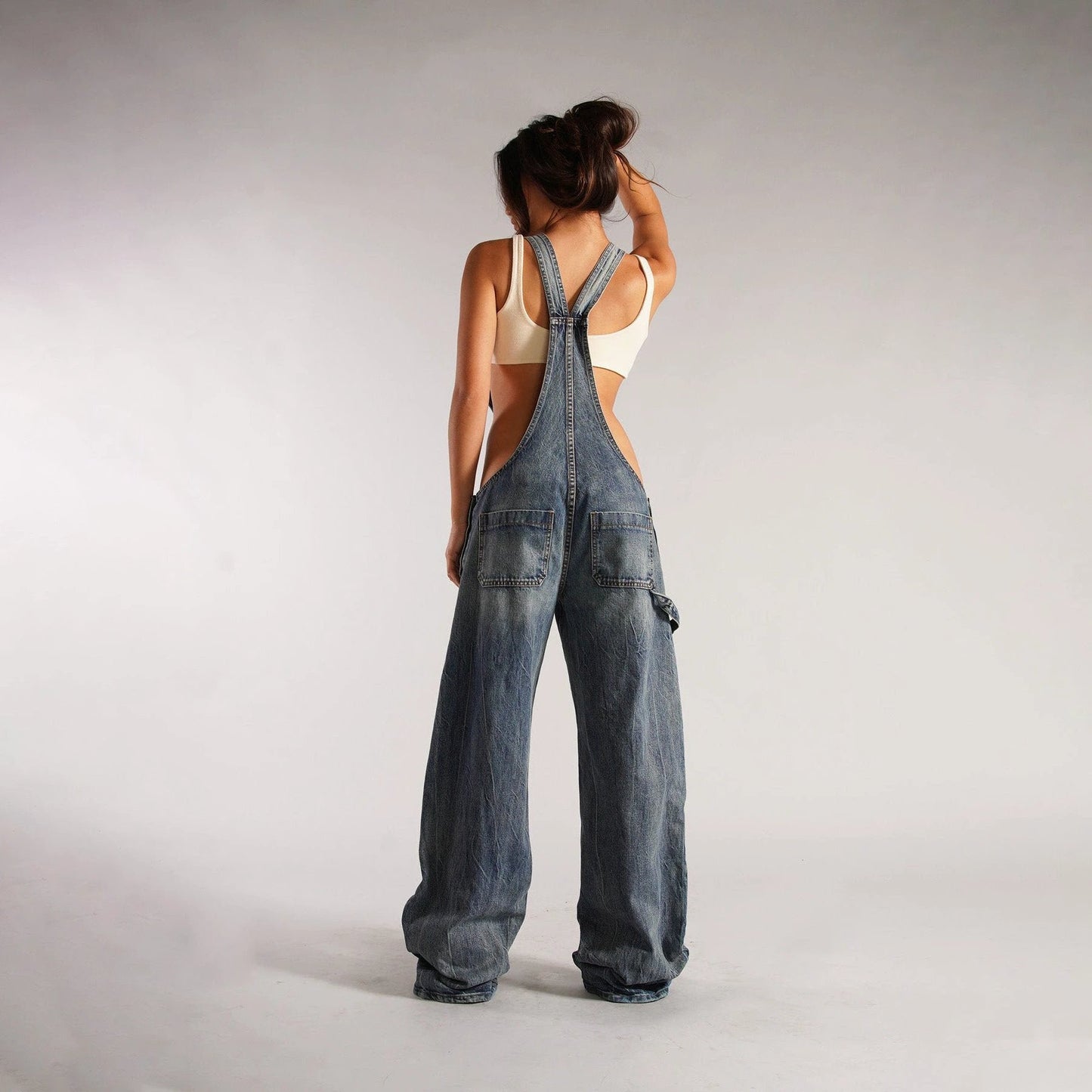 Y2K Denim Overalls - Zipper Suspender Jumpsuit Streetwear