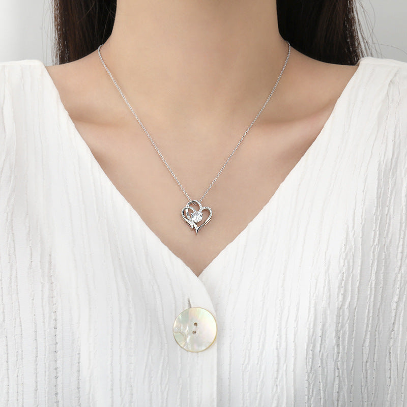 Zircon Double Love Necklace with Rhinestones 💖 Sparkling heart-shaped design for timeless elegance!