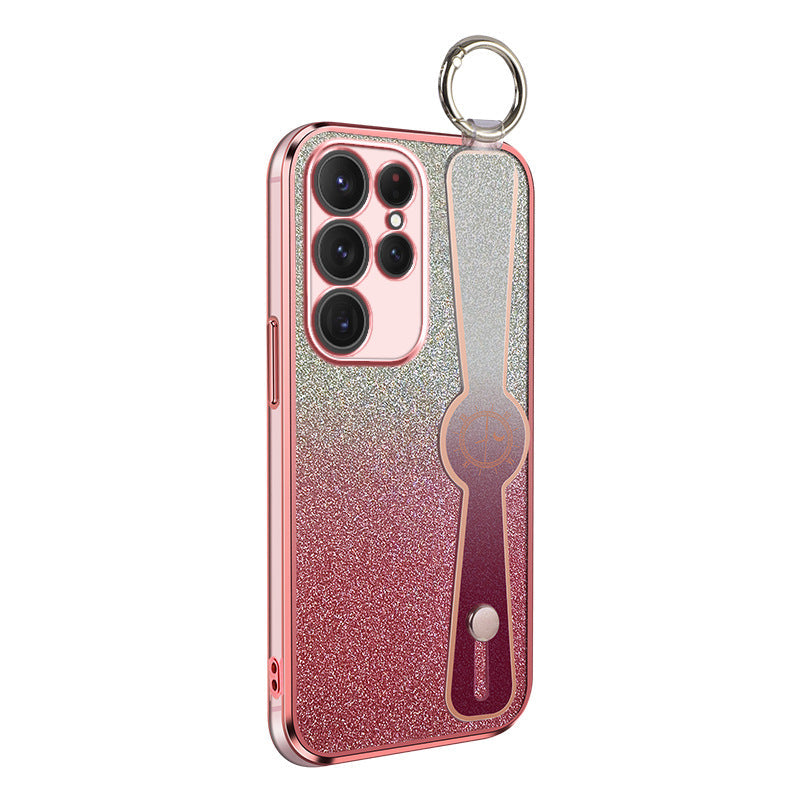 Gradient Glitter Wristband Cross Body Lanyard Phone Case