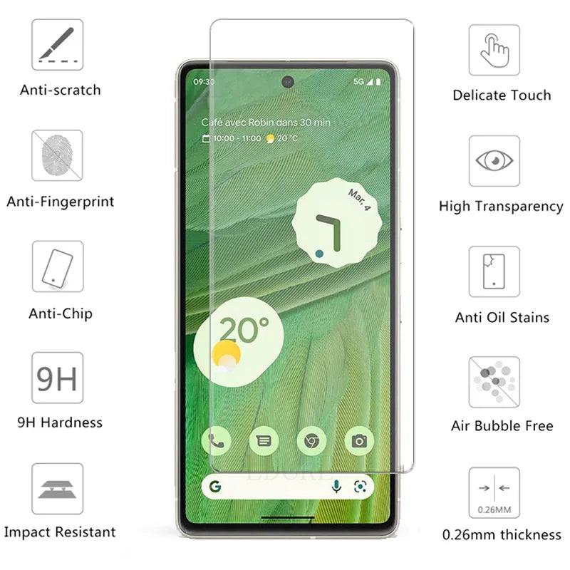 4PCS Tempered Glass for Google Pixel 9 8 Pro 9A 8A 7 7A 6 6A 5 4A 4 XL 3 9H Protective Transparent Screen Protector Film Glass