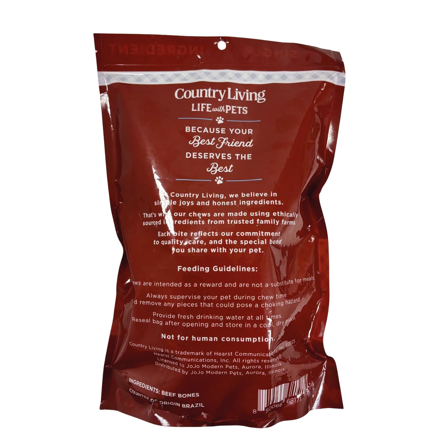 Country Living 5”-6” Beef Center Cut Bones for Dogs – 5 Count Bag – All-Natural, Long-Lasting Dog Chews – Single-Ingredient, High-Protein, Rawhide-Free – Supports Dental Health