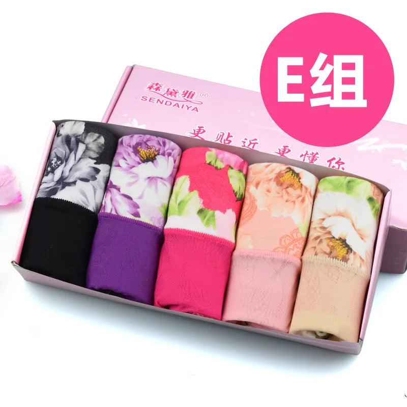 5Pcs Print Panties Women's Underwear Cute Cotton Panties Plus Size Briefs Girl Ladies Lingeries Panty Sexy Underpants For  Women