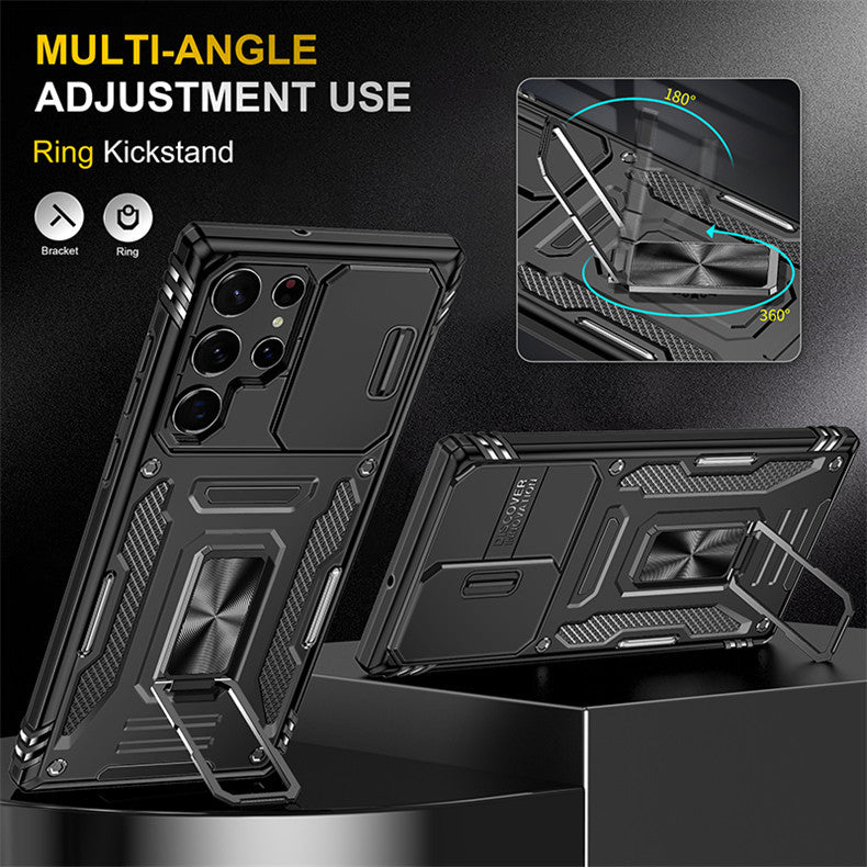 Sliding Window Ring Bracket Multifunctional Phone Case