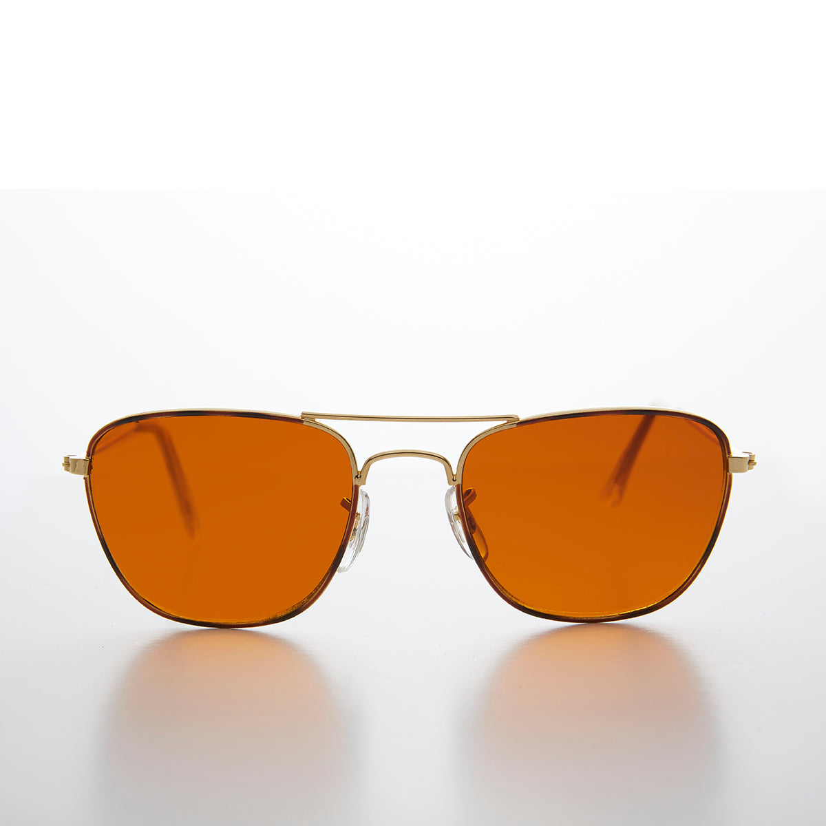 Small Square Amber Colored Lens Aviator - Areo