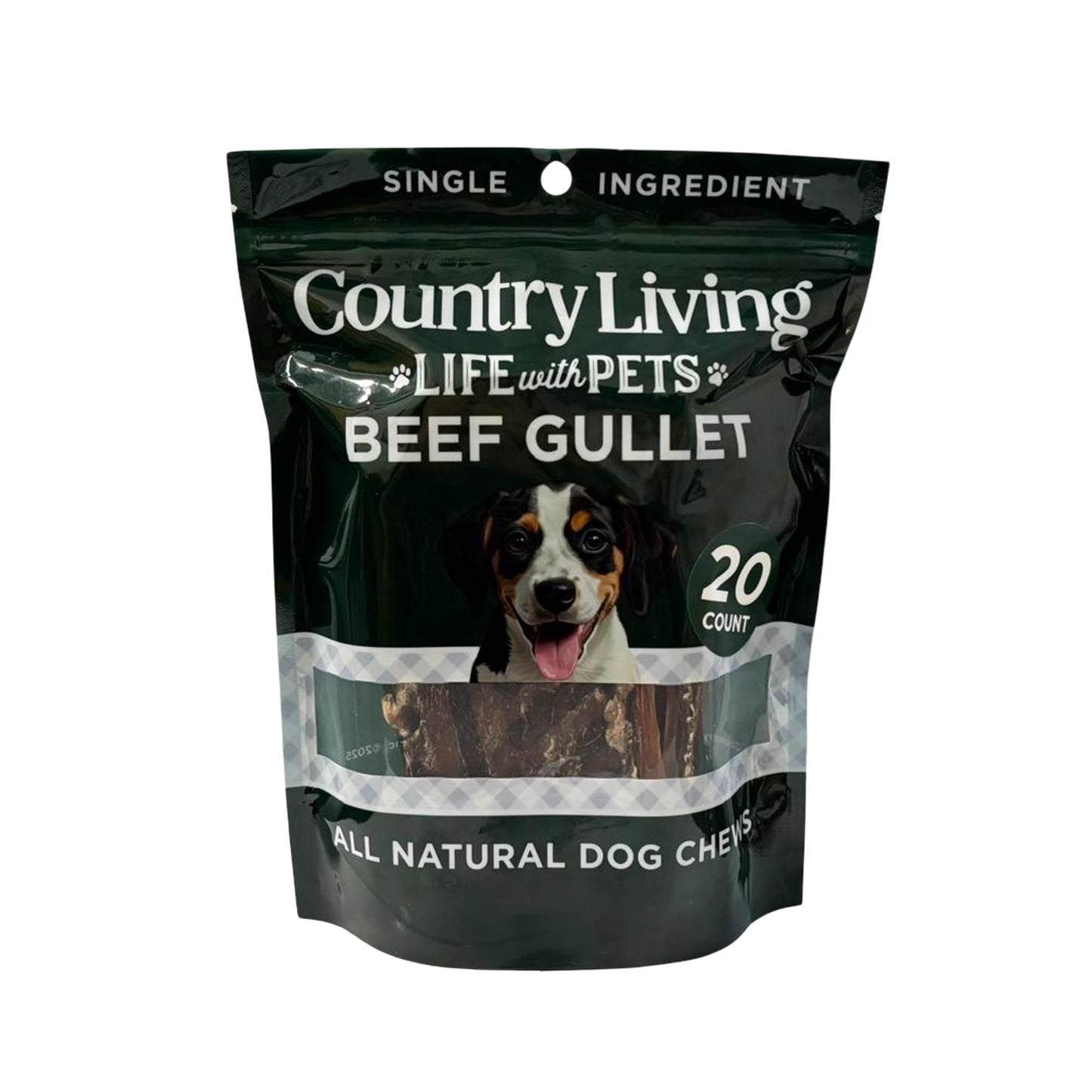 Country Living 6” Gullet Flats Dog Treats – 20 Count Bag – All-Natural Beef Esophagus Chews – High-Protein, Easily Digestible, Single-Ingredient Dog Treats – Grain-Free & Long-Lasting