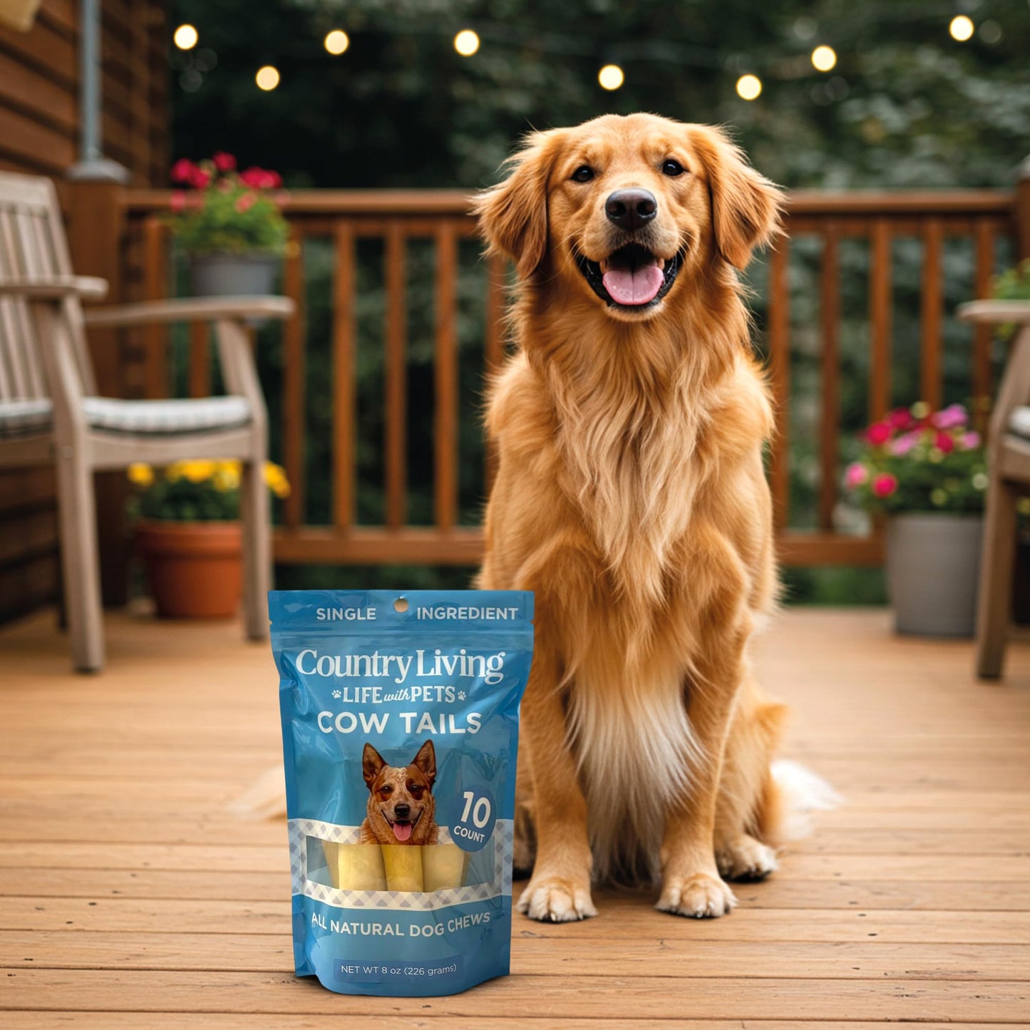 Country Living 5”-7” Cow Tails Dog Chews – 10 Count Bag – All-Natural, Single-Ingredient, Long-Lasting Beef Chews – High-Protein, Grain-Free – Promotes Dental Health
