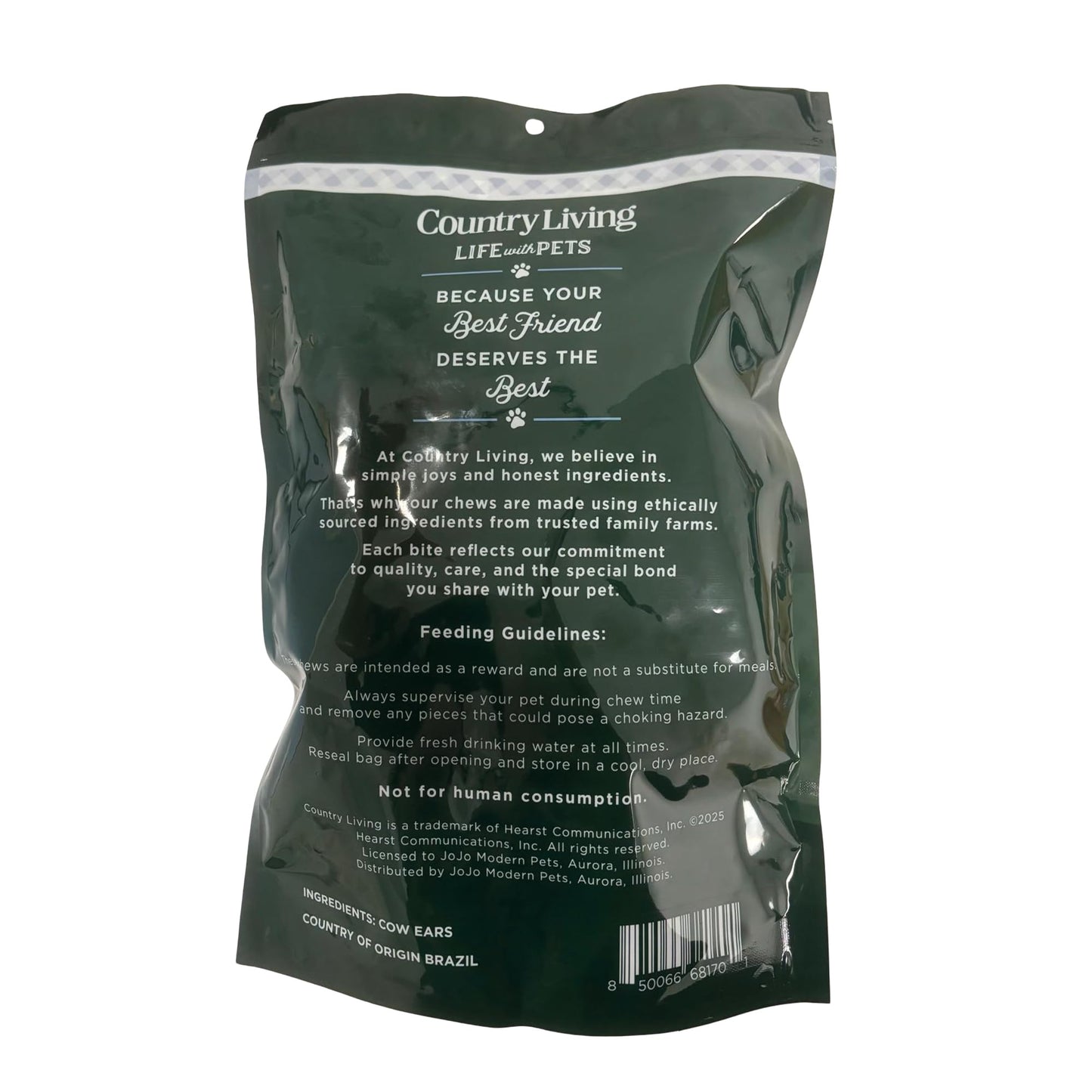 Country Living Natural Cow Ears Dog Chews – 10 Count Bag – All-Natural, Single-Ingredient, Long-Lasting Dog Chews – High-Protein, Low-Fat, Rawhide-Free – Supports Dental Health