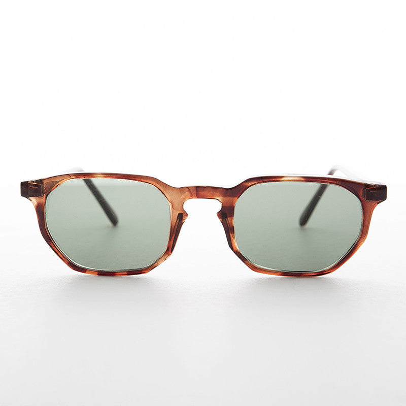Small Polygon Horn Rim Keyhole Bridge Vintage Sunglass - Davis