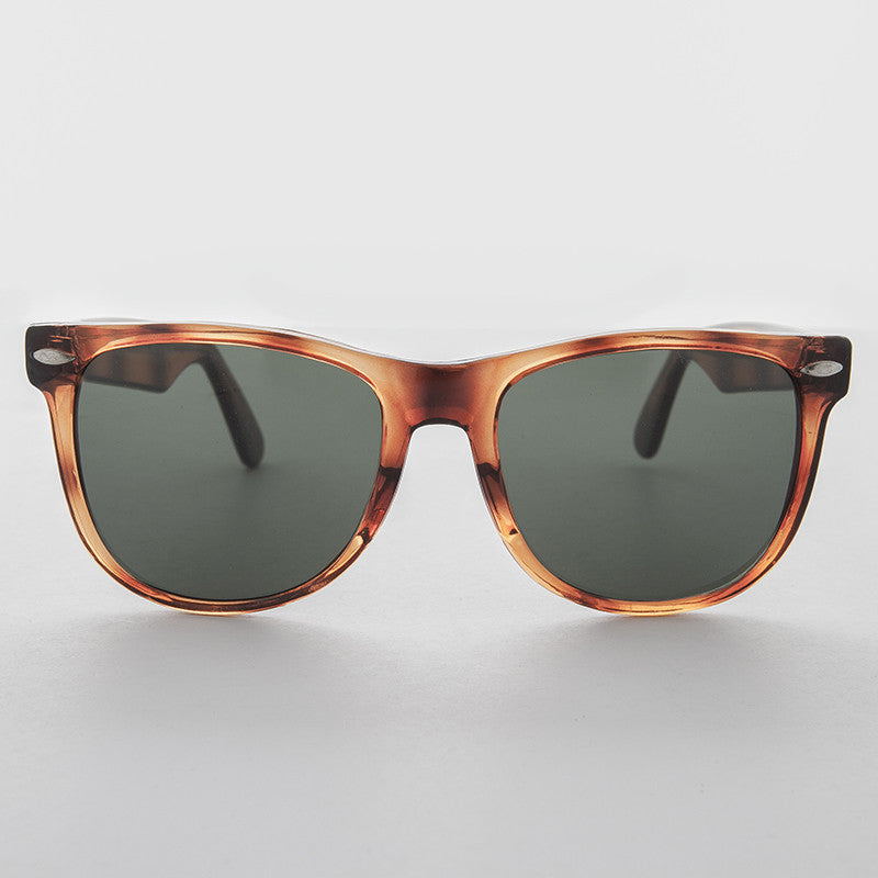 Classic Square Tortoise Vintage Sunglass with Glass Lens - Draper