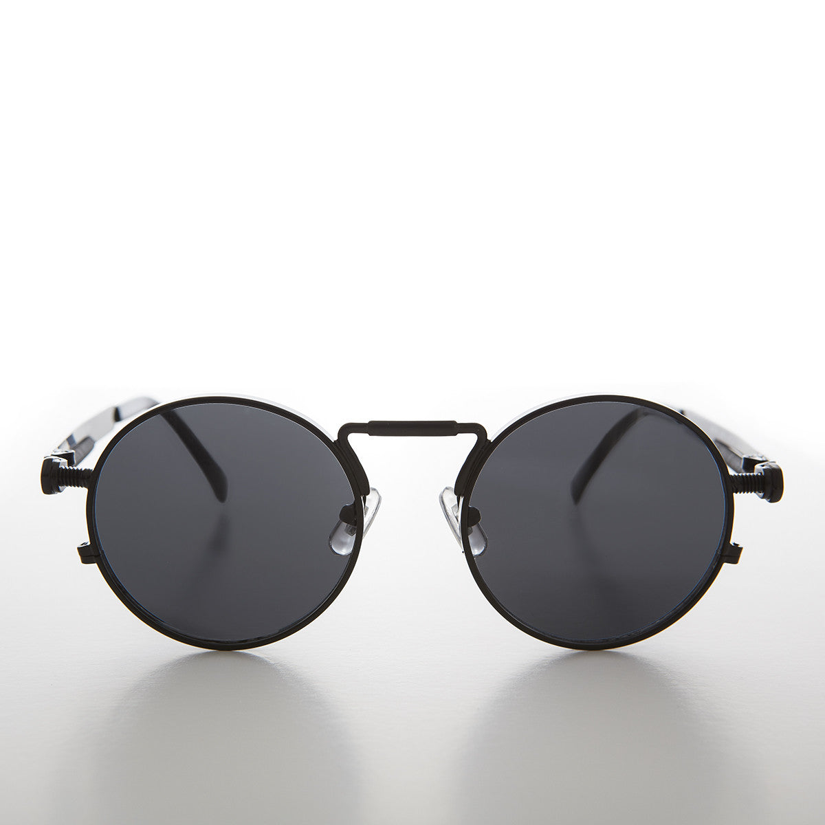 Round Black Metal Goth Steampunk Sunglass - Ivan 2