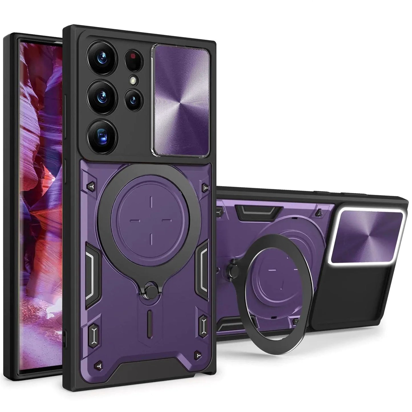 CCSmall S23 Ultra Armor Case with Rotatable Ring - JS Purple