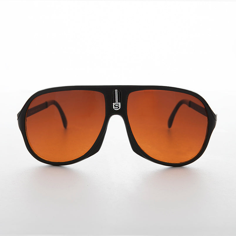 Very 80s Aviator Sunglass with Amber Lens - Martin