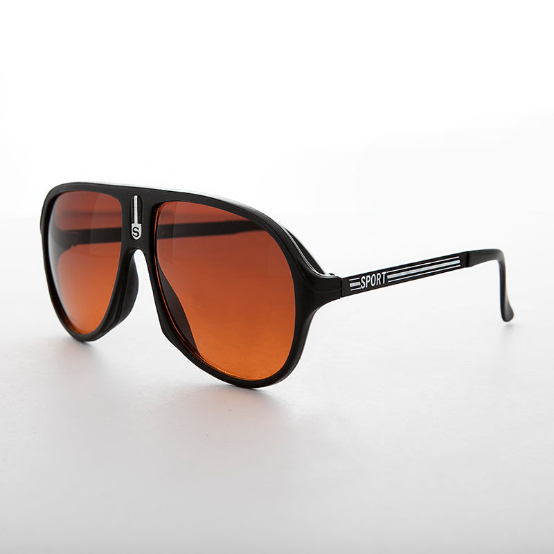 Very 80s Aviator Sunglass with Amber Lens - Martin