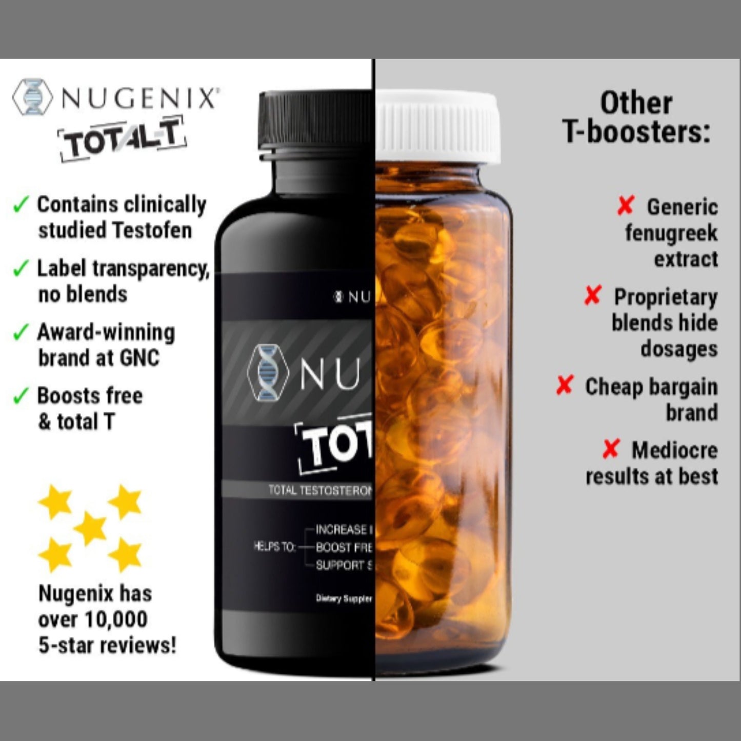 Nugenix Total-T - Free & Total Testosterone Booster - 90 Count (Two Pack) - Enhances Lean Muscle Mass &amp; Male Vitality
