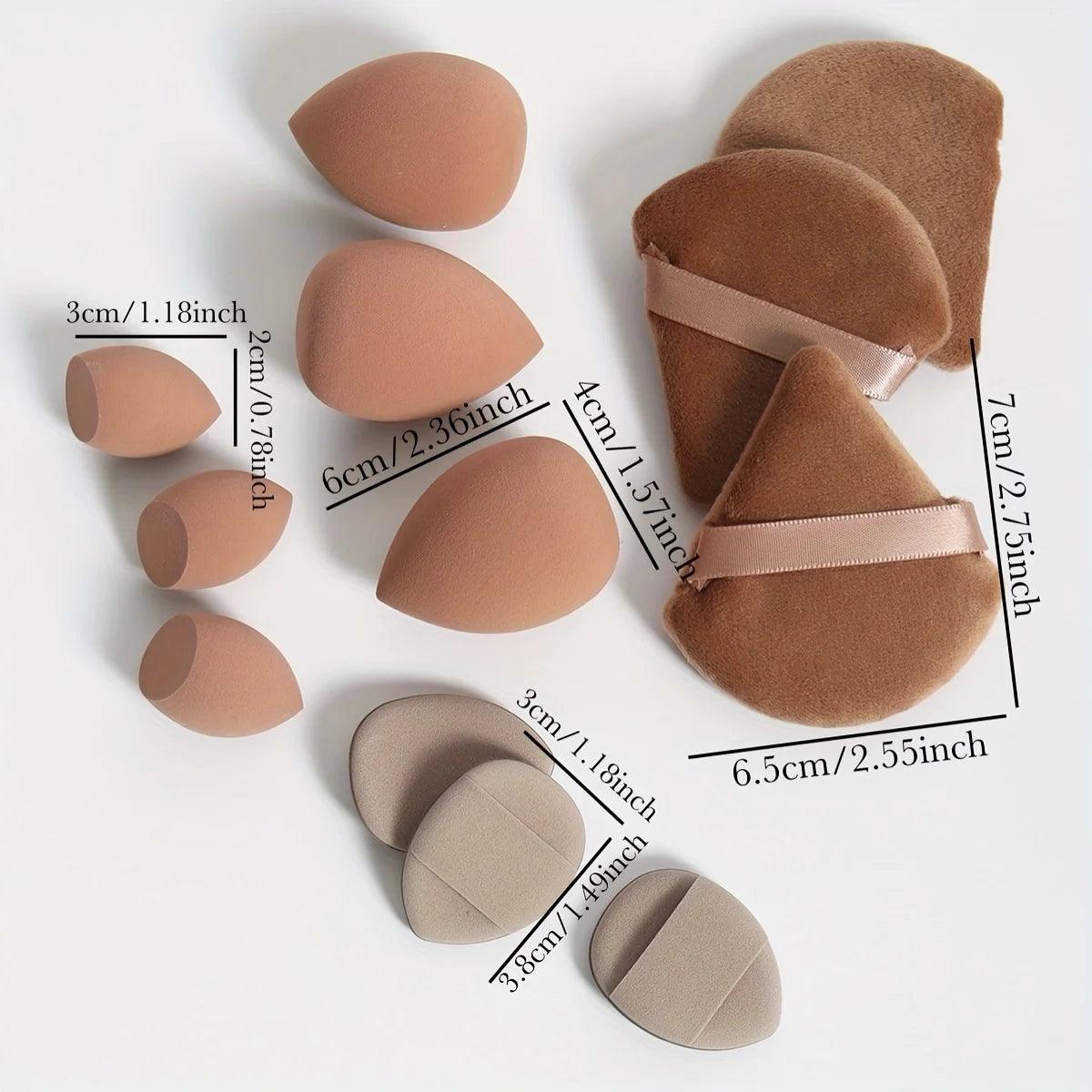 12 Piece All Purpose Makeup Sponge Set with Loose Powder Puffs Mini Air Cushion Puffs Beauty Eggs and Mini Beauty Sponges