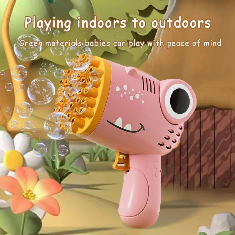 40 Hole Dinosaur Bubble Handheld Bubble Machine Electric Bubble Gun Outdoor Wedding Party Toy