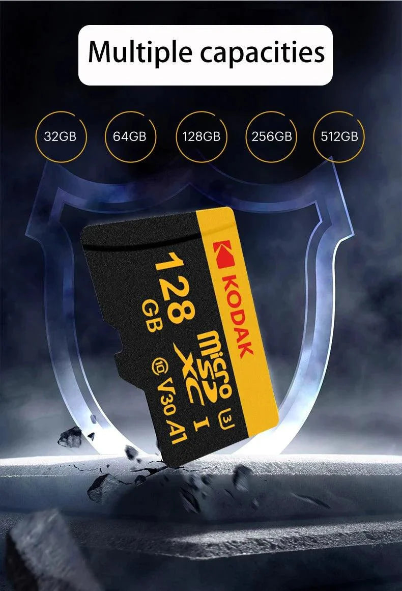 KODAK Micro SD Memory Card 64gb TF Flash 32gb Class10 SD Cards 128gb 256gb 512gb U3 V30 A1 Storage Card for Car Camera PC Phone