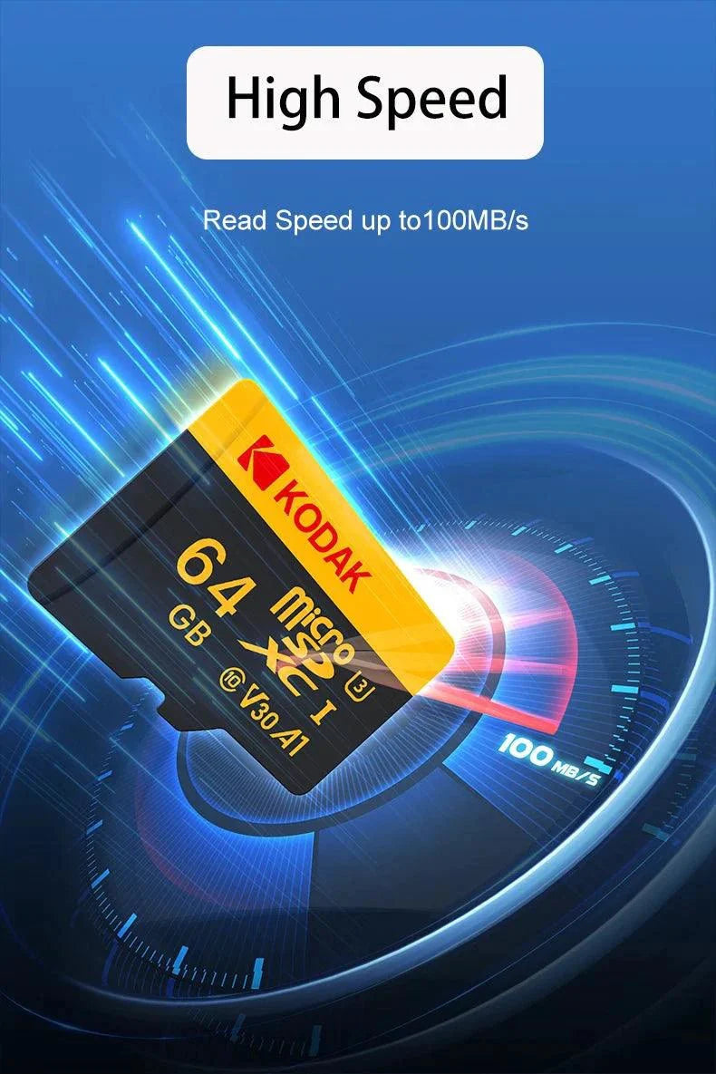 KODAK Micro SD Memory Card 64gb TF Flash 32gb Class10 SD Cards 128gb 256gb 512gb U3 V30 A1 Storage Card for Car Camera PC Phone