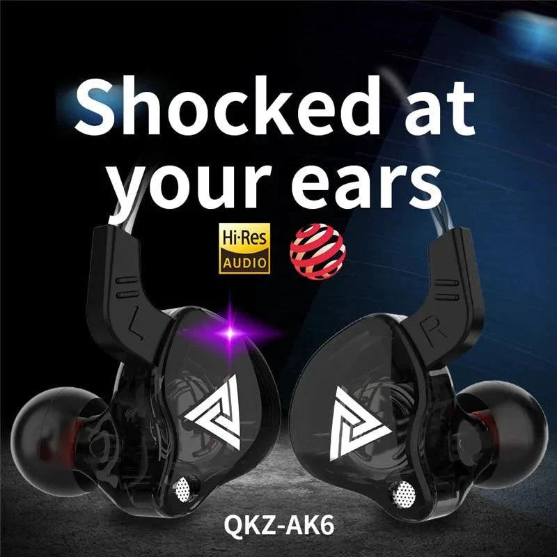 QKZ AK6 HiFi Wired Earphones - Copper Driver with Microphone