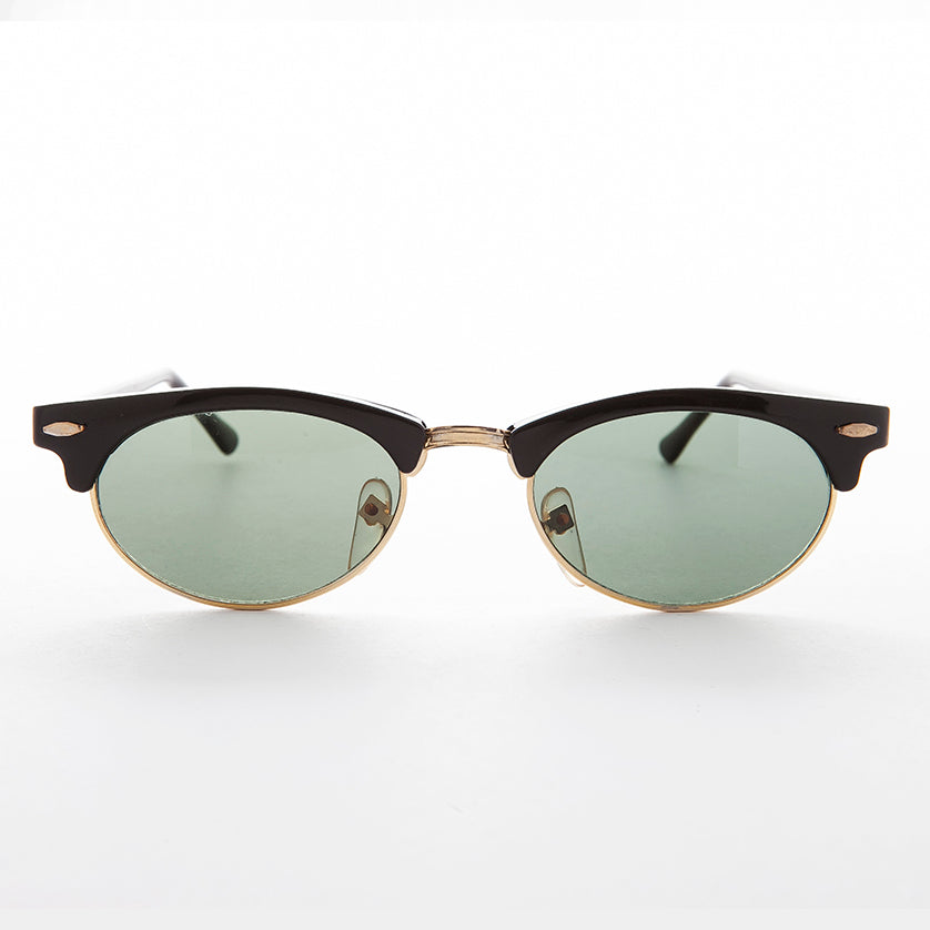 Oval Horn Rim Vintage Sunglass with Glass Lens - Shelby