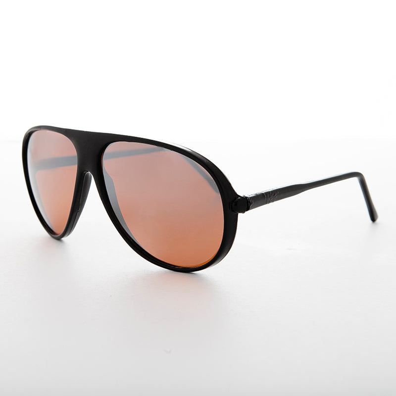 Mirrored Amber Lens Vintage Aviator Sunglass - Slater