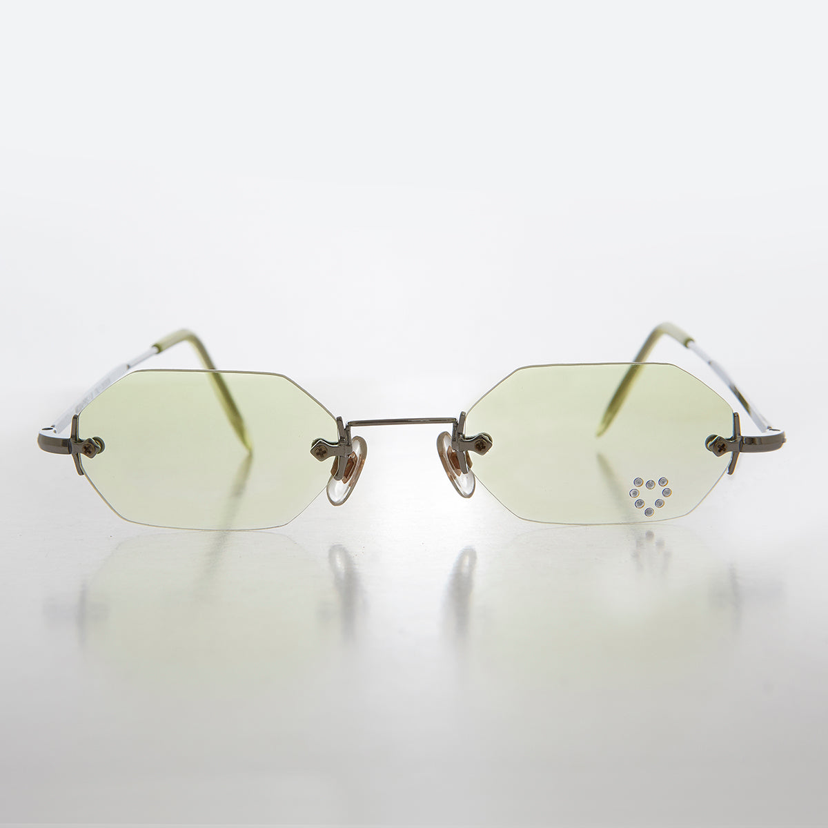 Heart Rhinestone Rimless Vintage Sunglasses - Splashy