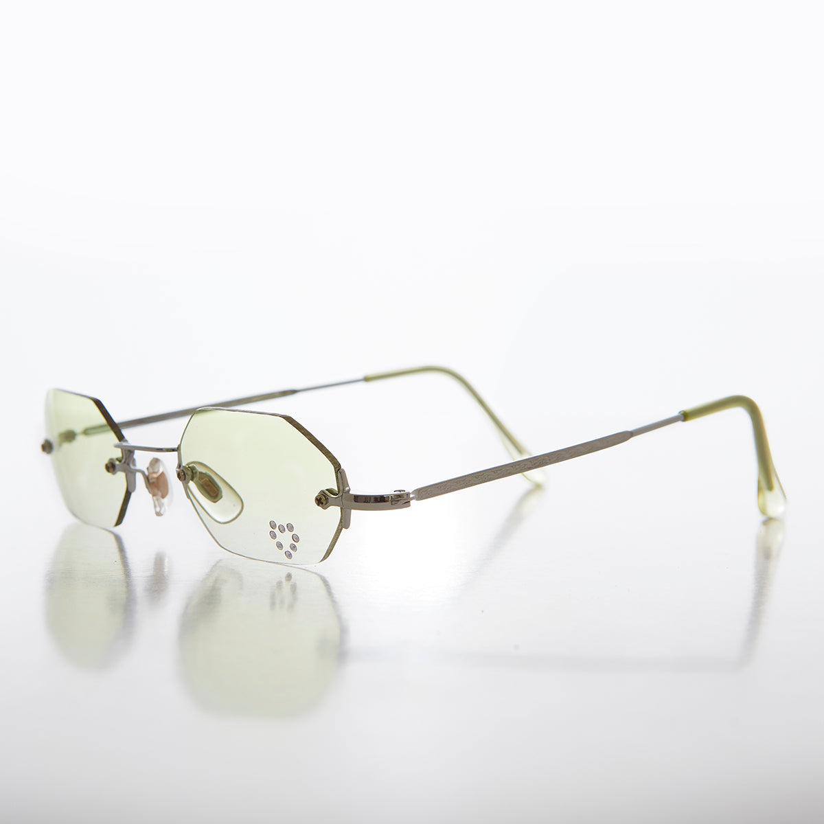 Heart Rhinestone Rimless Vintage Sunglasses - Splashy