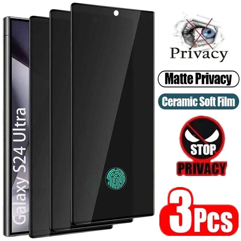 Arvin Matte Ceramic Privacy Screen Protector For Samsung Galaxy Series 3 Pack Anti Spy