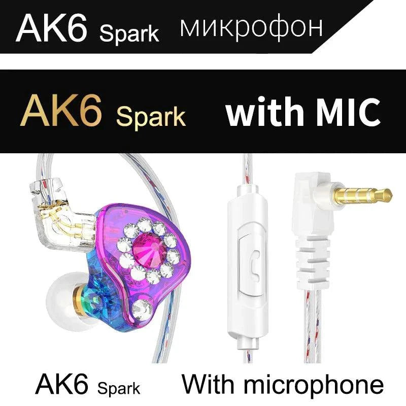 QKZ AK6 HiFi Wired Earphones - Copper Driver with Microphone