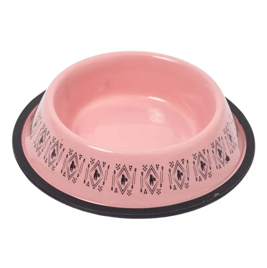 Non-Skid Boho Stainless Steel Dog Bowl – with Whimsical Unicorn Design, Silicone Base for Medium Dogs – 24oz