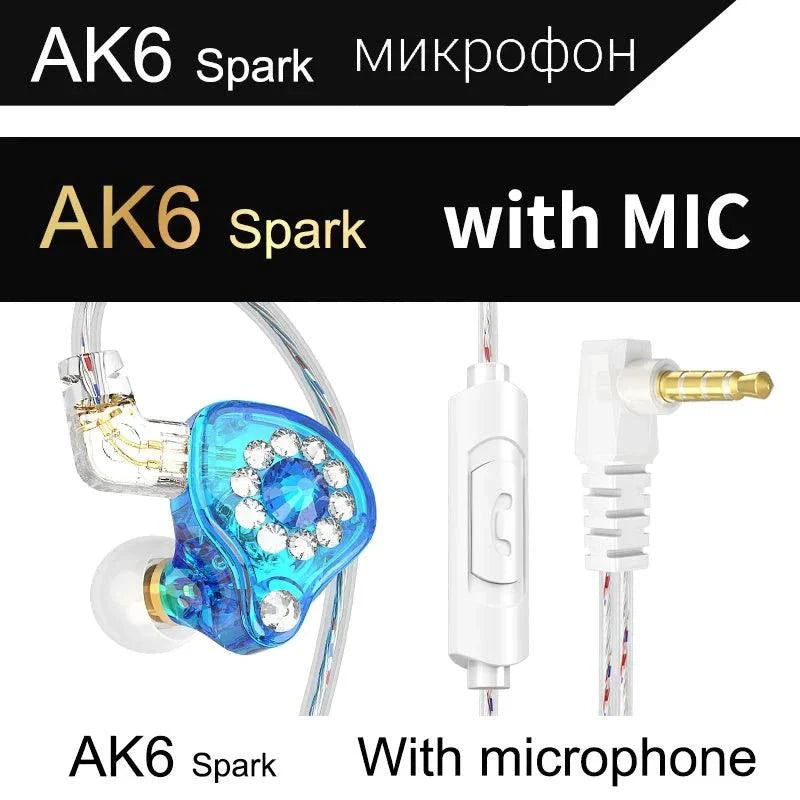 QKZ AK6 HiFi Wired Earphones - Copper Driver with Microphone