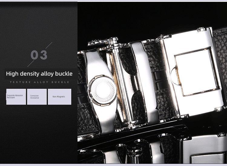 Leopard Sports Car Men's Automatic Buckle Genuine Leather Belt Crocodile Pattern First Layer Cattlehide Leather Fashion Youth Belt Business Belt Men