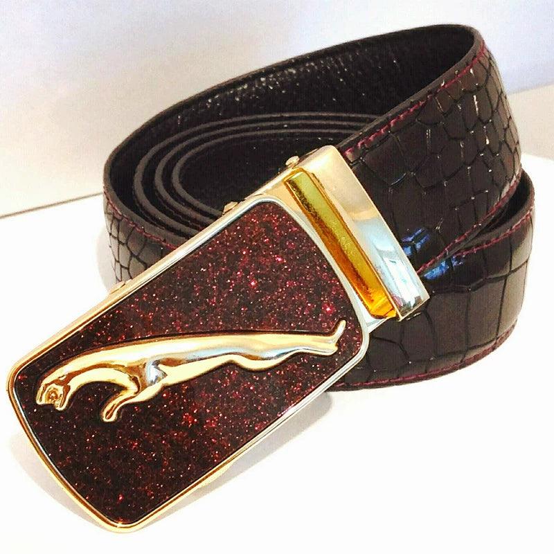 Leopard Sports Car Men's Automatic Buckle Genuine Leather Belt Crocodile Pattern First Layer Cattlehide Leather Fashion Youth Belt Business Belt Men
