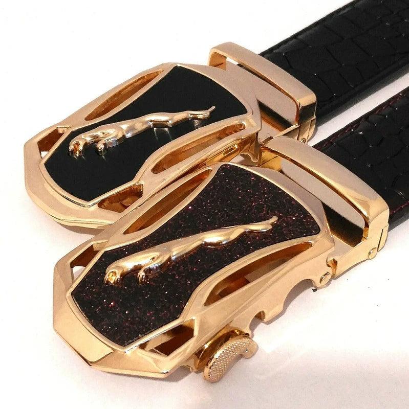 Leopard Sports Car Men's Automatic Buckle Genuine Leather Belt Crocodile Pattern First Layer Cattlehide Leather Fashion Youth Belt Business Belt Men