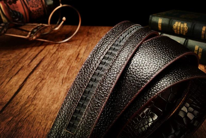 Leopard Sports Car Men's Automatic Buckle Genuine Leather Belt Crocodile Pattern First Layer Cattlehide Leather Fashion Youth Belt Business Belt Men
