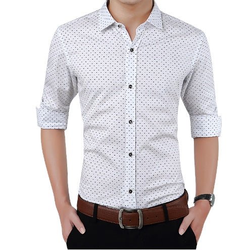 Men's Polka Dot Long-Sleeve Dress Shirt - Plus Size M-5XL