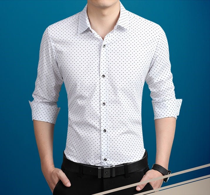 Men's Polka Dot Long-Sleeve Dress Shirt - Plus Size M-5XL